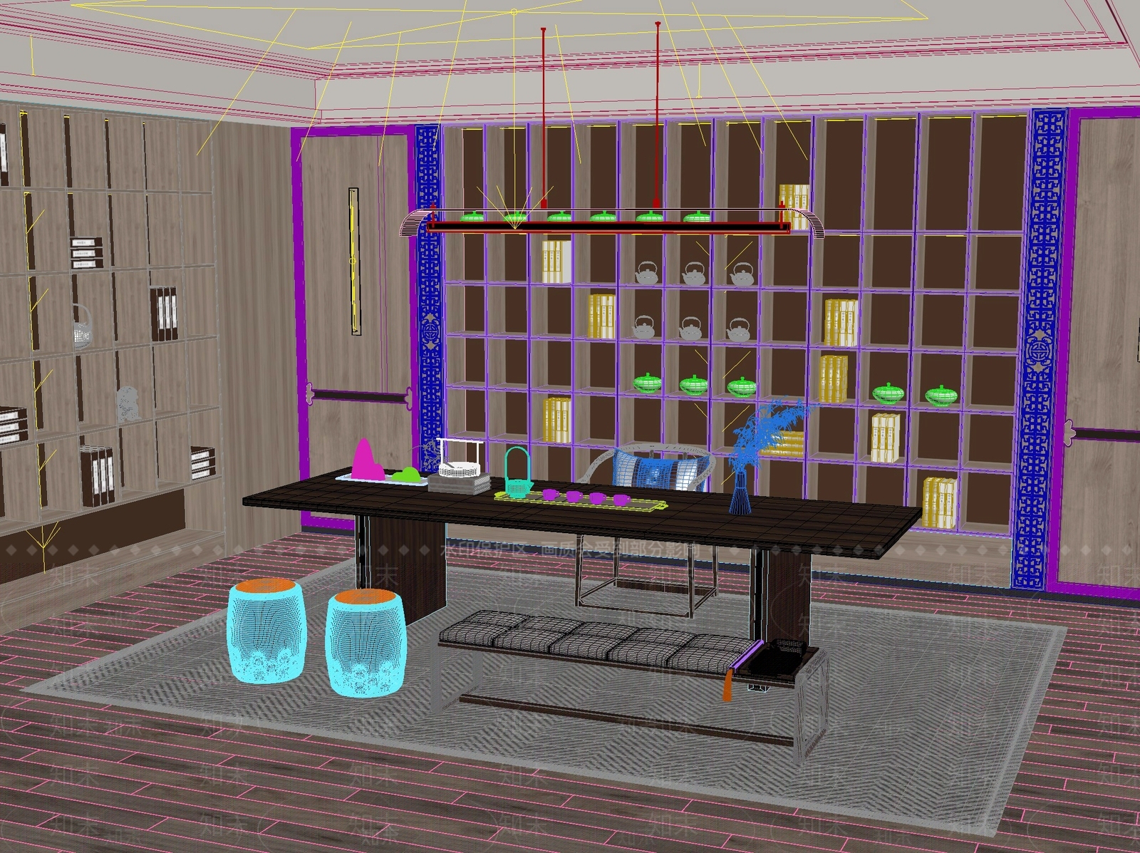 新中式中式茶桌椅3D模型下载【ID:1201732377】