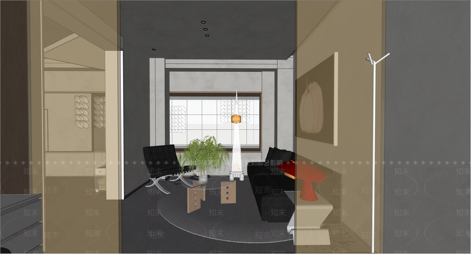 现代极简理发店SU模型下载【ID:1201733117】
