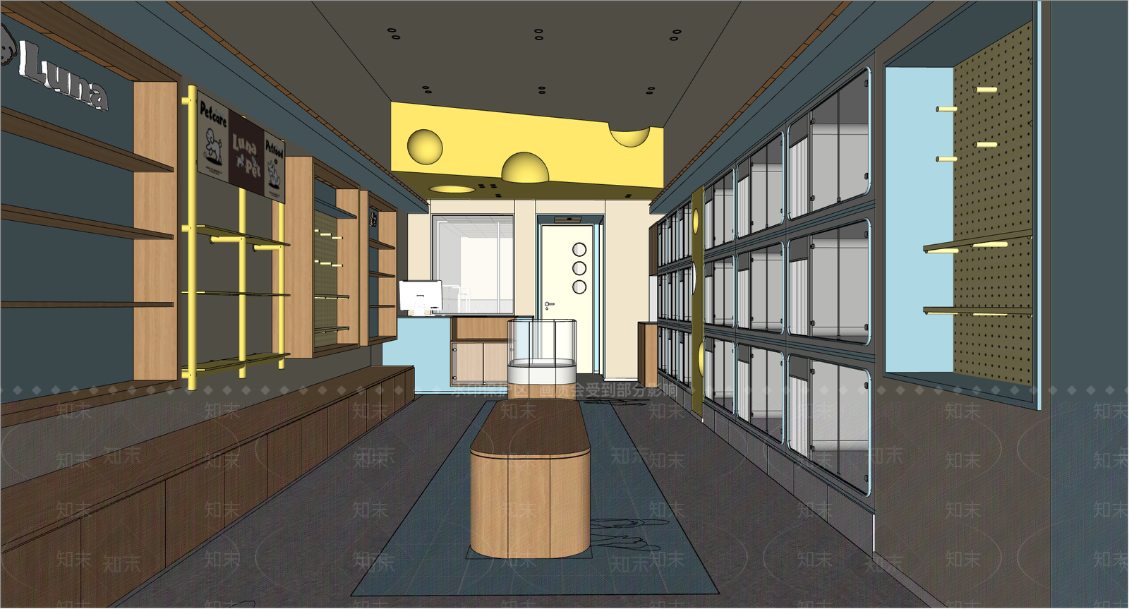 现代奶油宠物店SU模型下载【ID:1201733500】