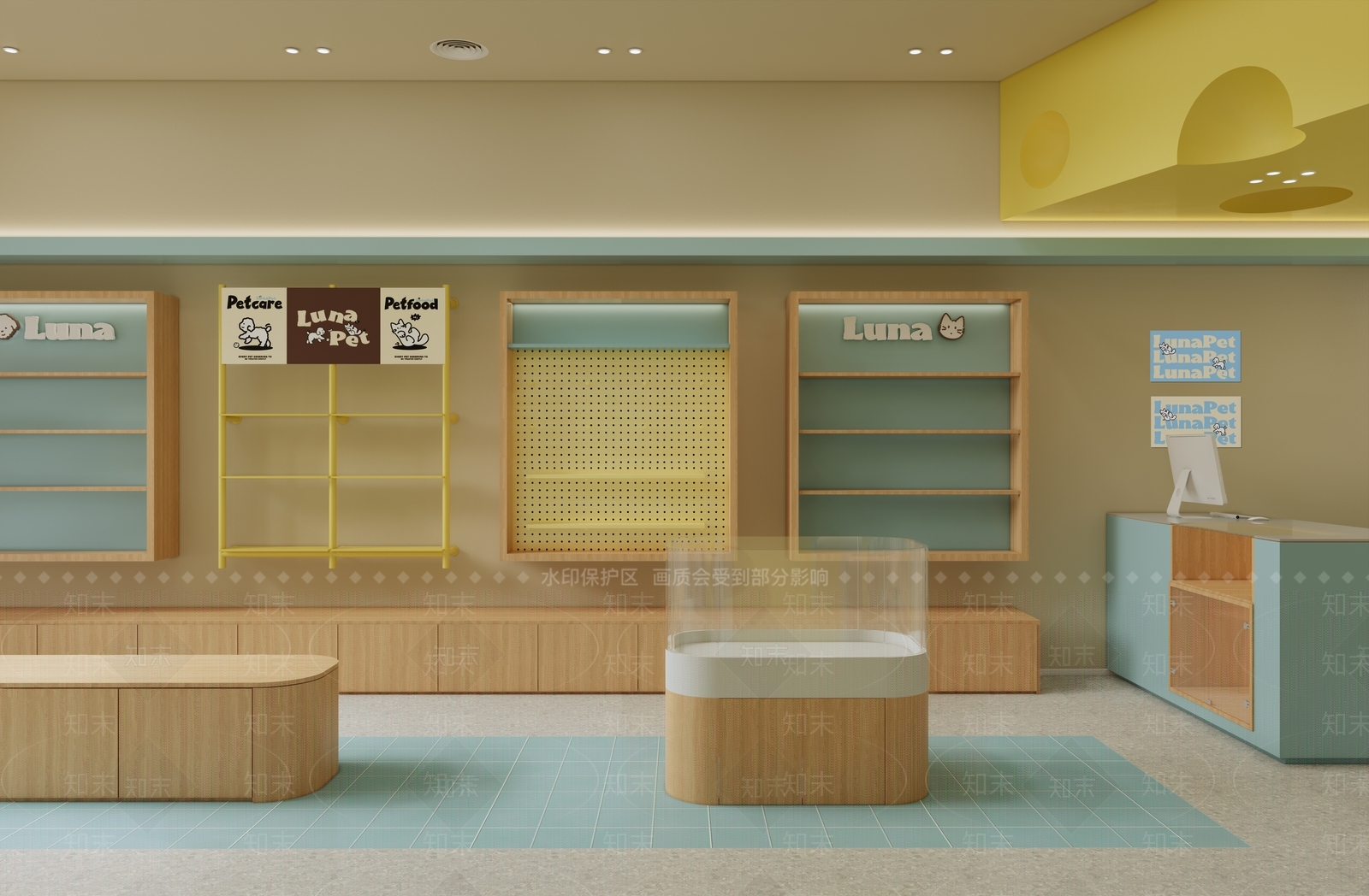 现代奶油宠物店SU模型下载【ID:1201733500】
