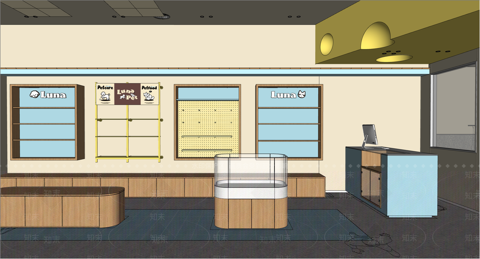 现代奶油宠物店SU模型下载【ID:1201733500】