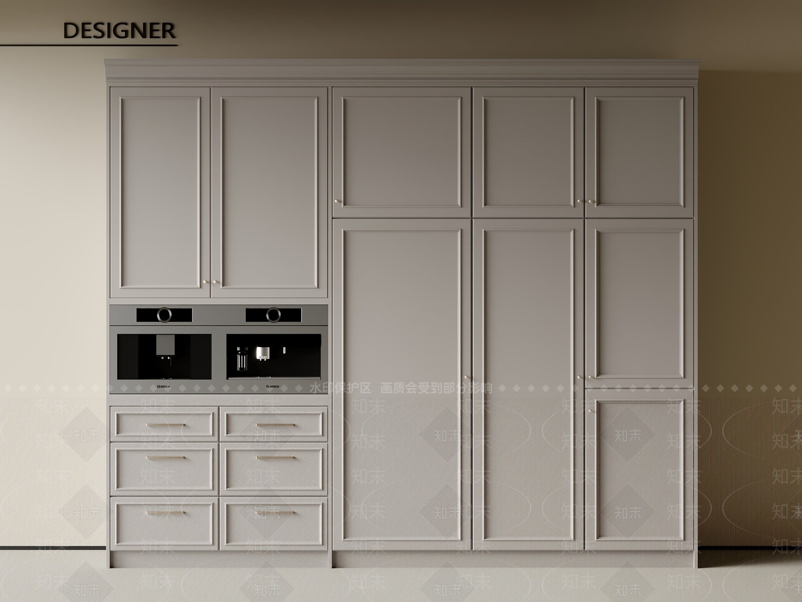 美式餐边柜3D模型下载【ID:1201734204】