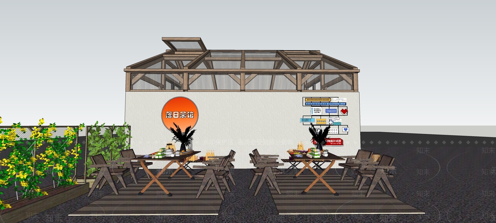 现代餐饮建筑SU模型下载【ID:1201735411】