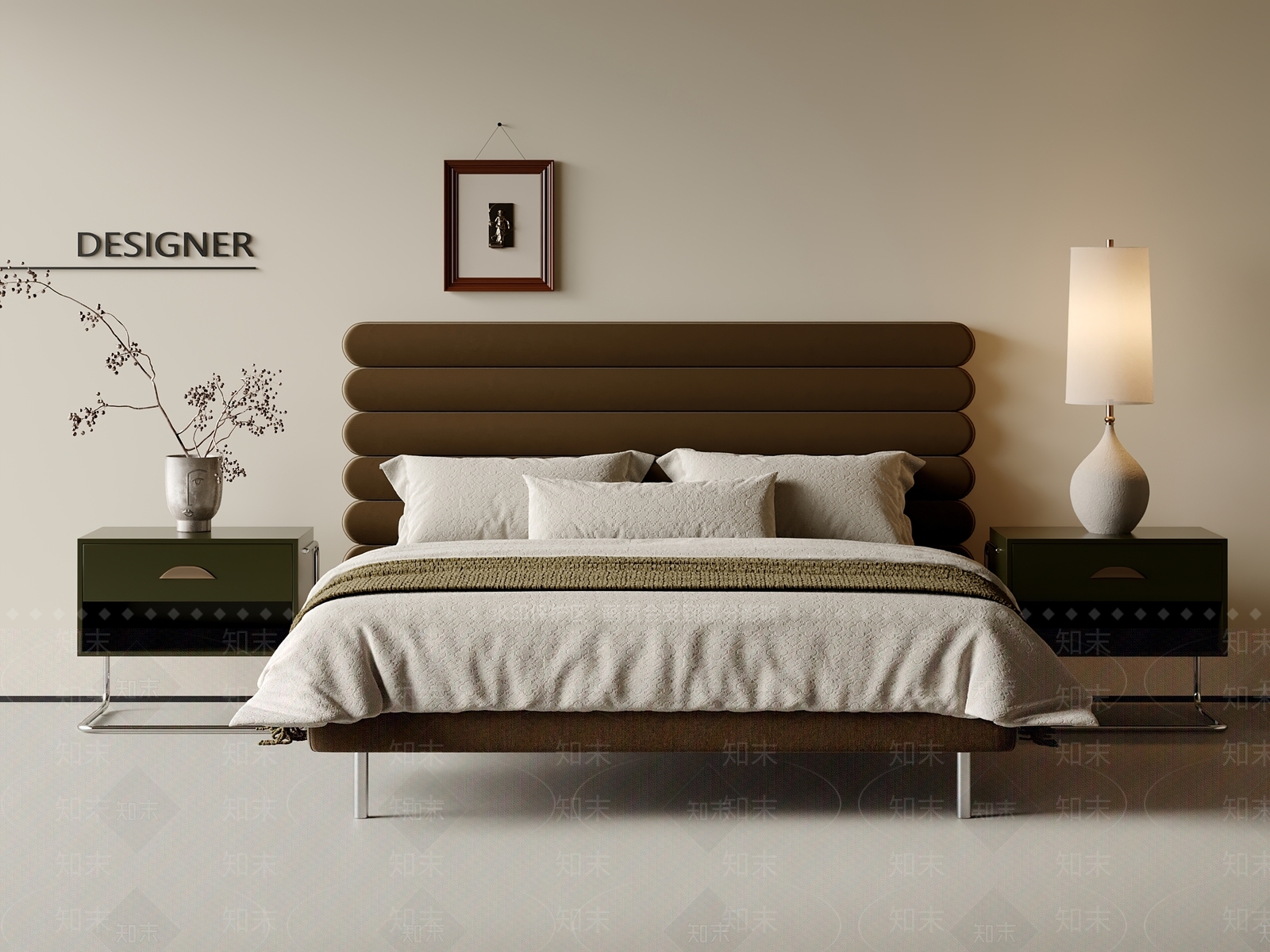 现代双人床3D模型下载【ID:1201737021】
