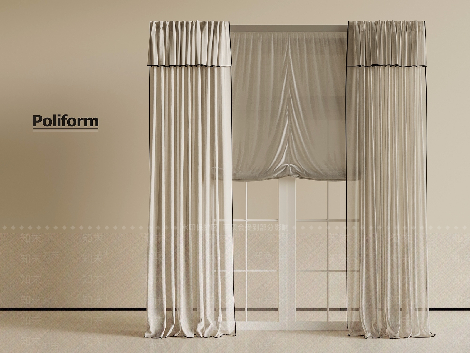现代通用窗帘3D模型下载【ID:1201737929】