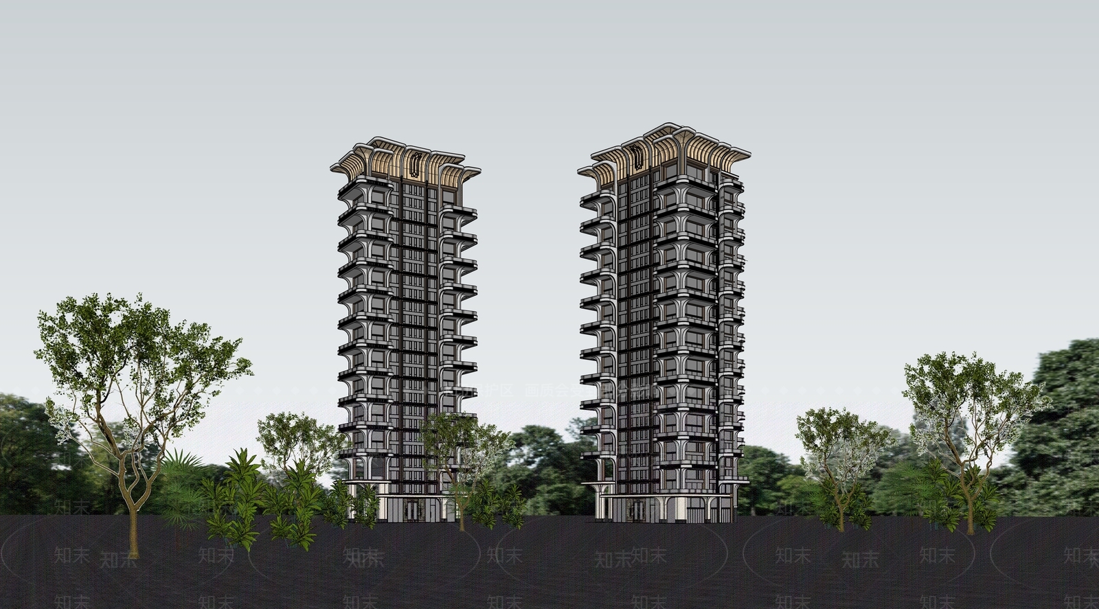 现代北欧高层住宅SU模型下载【ID:1201738710】