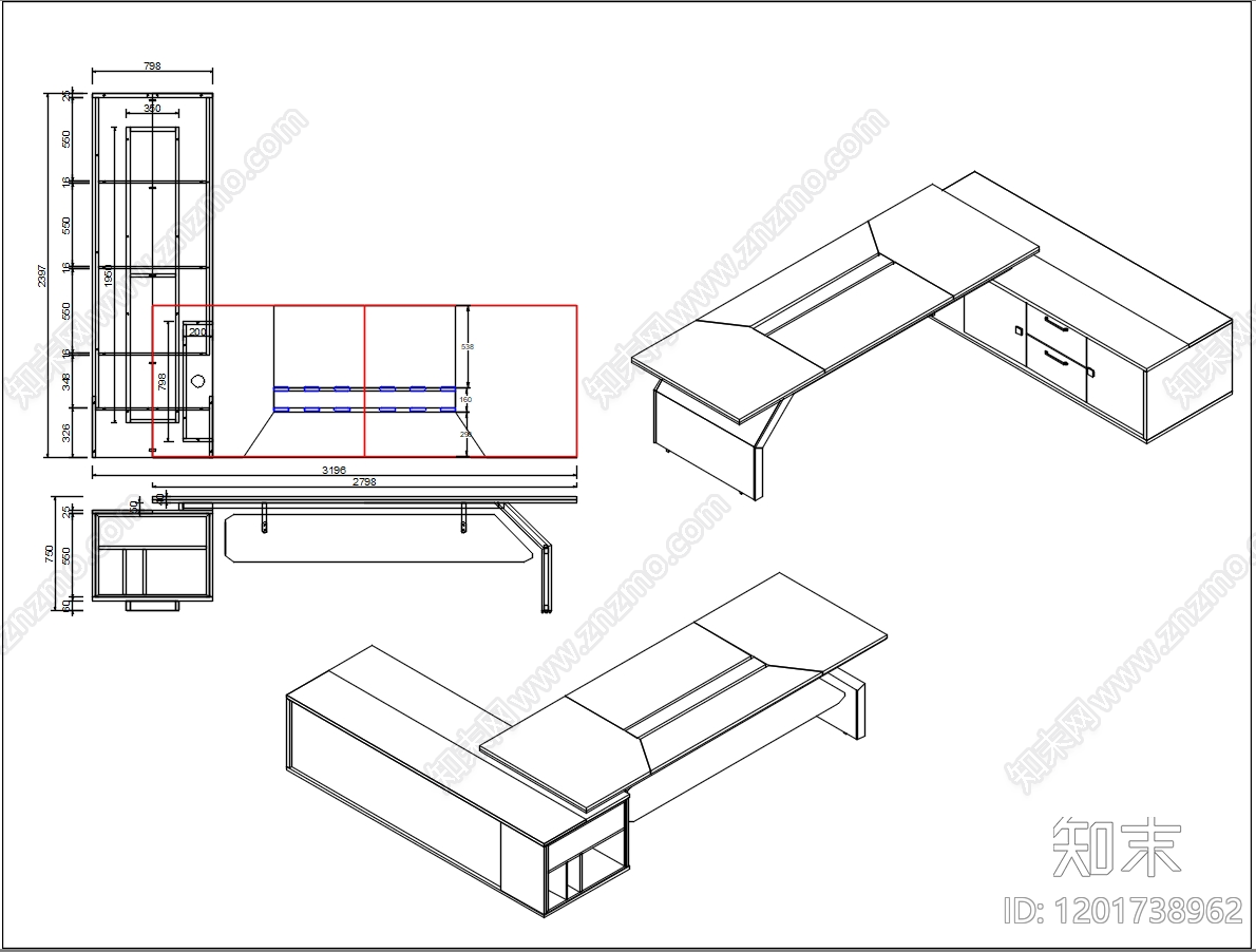 现代桌子施工图下载【ID:1201738962】
