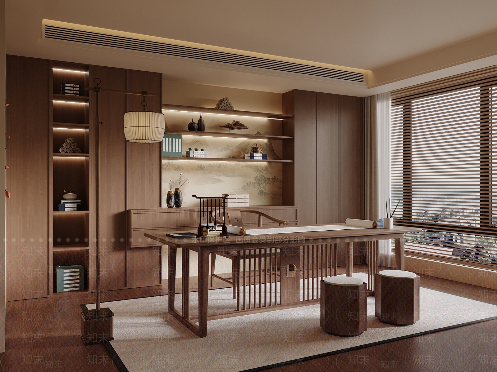 新中式书房3D模型下载【ID:1201741846】