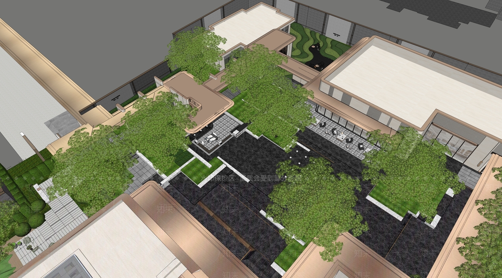 现代小区建筑SU模型下载【ID:1201742434】