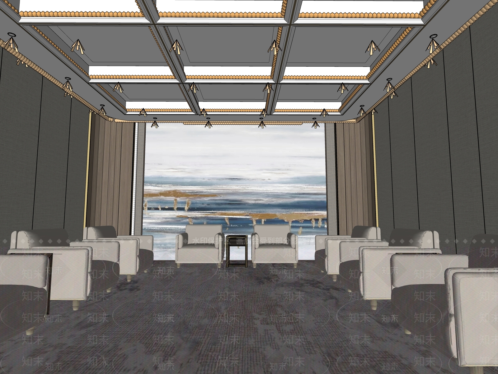 新中式现代其他酒店空间SU模型下载【ID:1201745530】