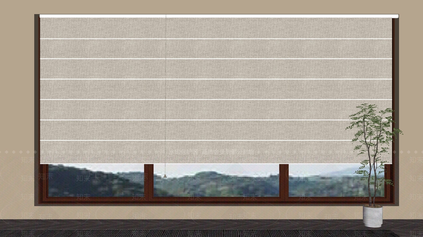 现代窗帘SU模型下载【ID:1201745721】