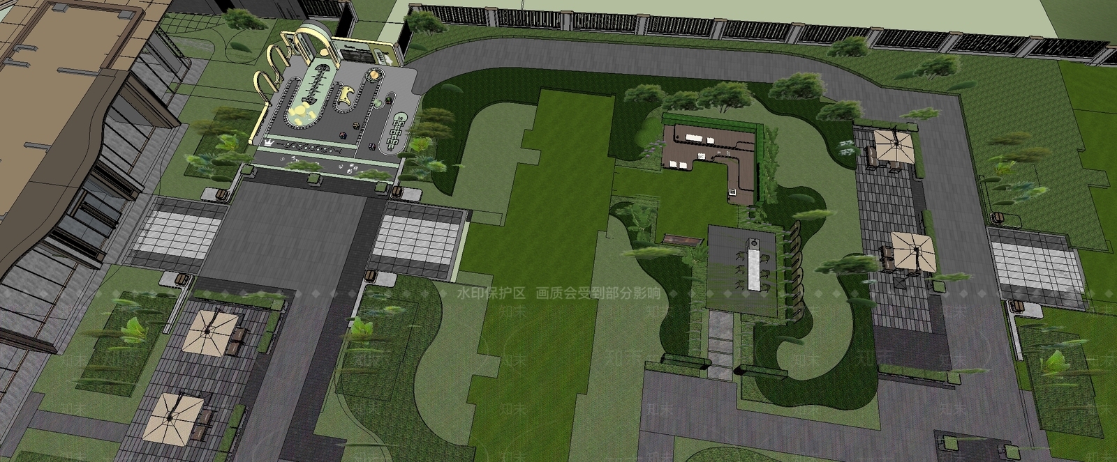 现代小区景观SU模型下载【ID:1201748938】