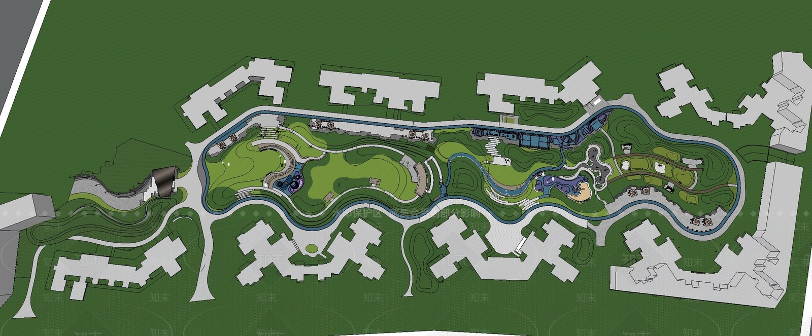 现代小区景观SU模型下载【ID:1201749300】