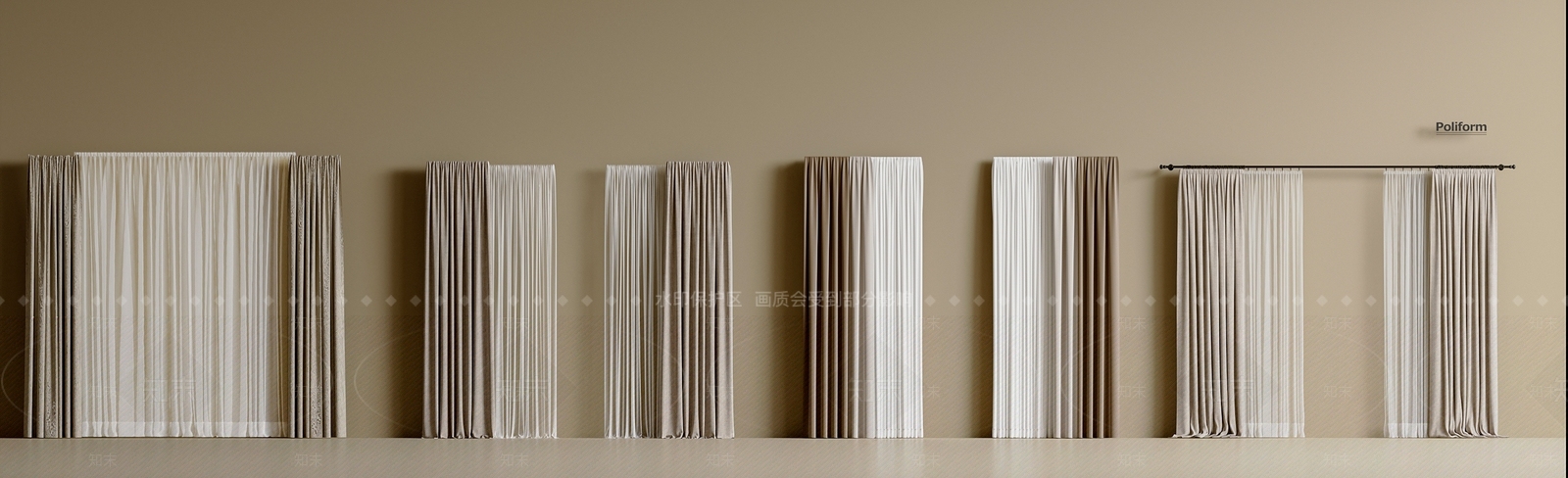 现代通用窗帘3D模型下载【ID:1201751840】