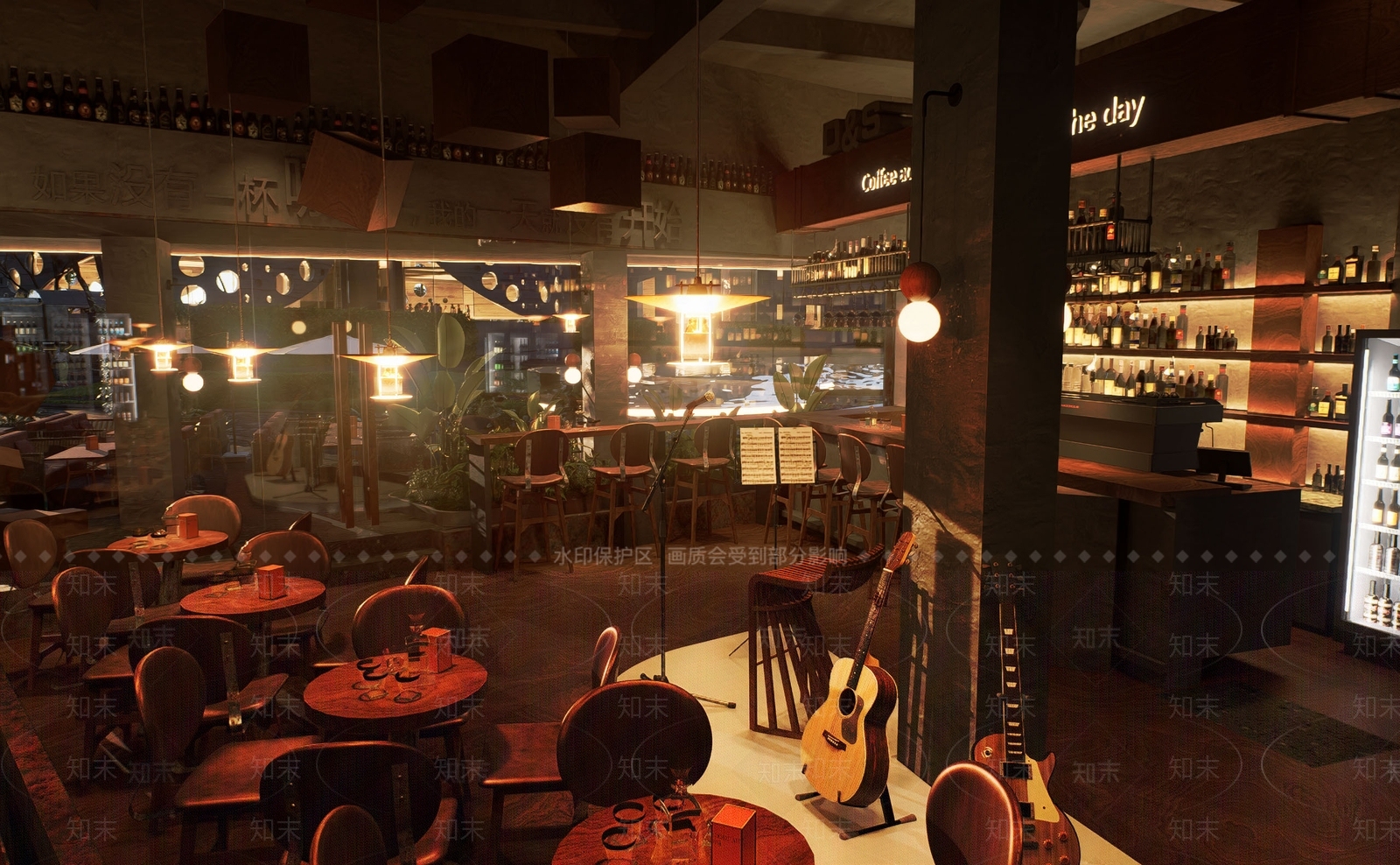 现代咖啡厅SU模型下载【ID:1201758693】