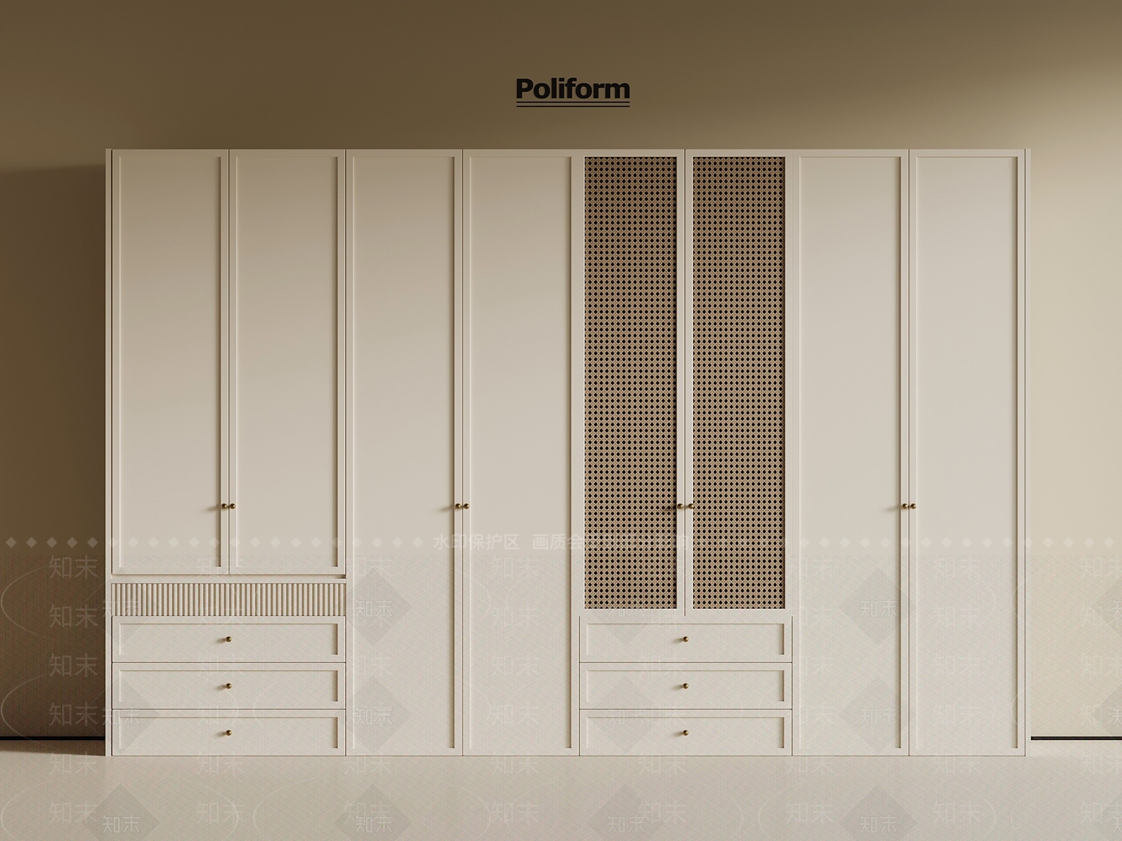 法式奶油衣柜3D模型下载【ID:1201753526】