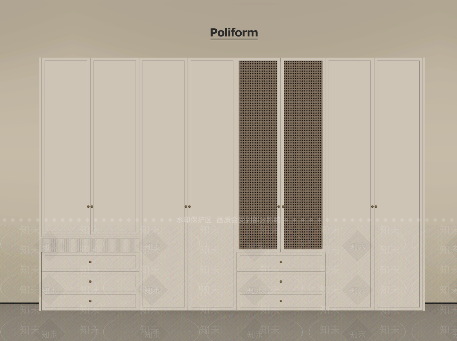 法式奶油衣柜SU模型下载【ID:1201753587】