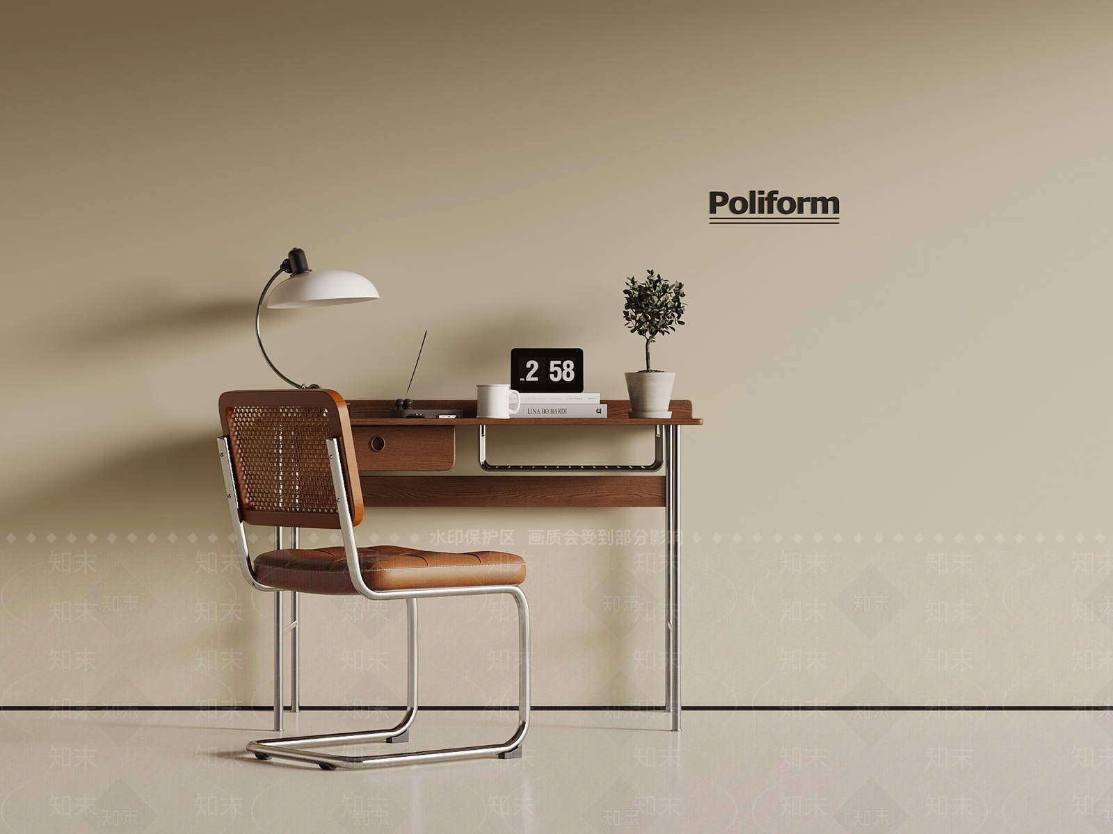 中古书桌椅3D模型下载【ID:1201753518】