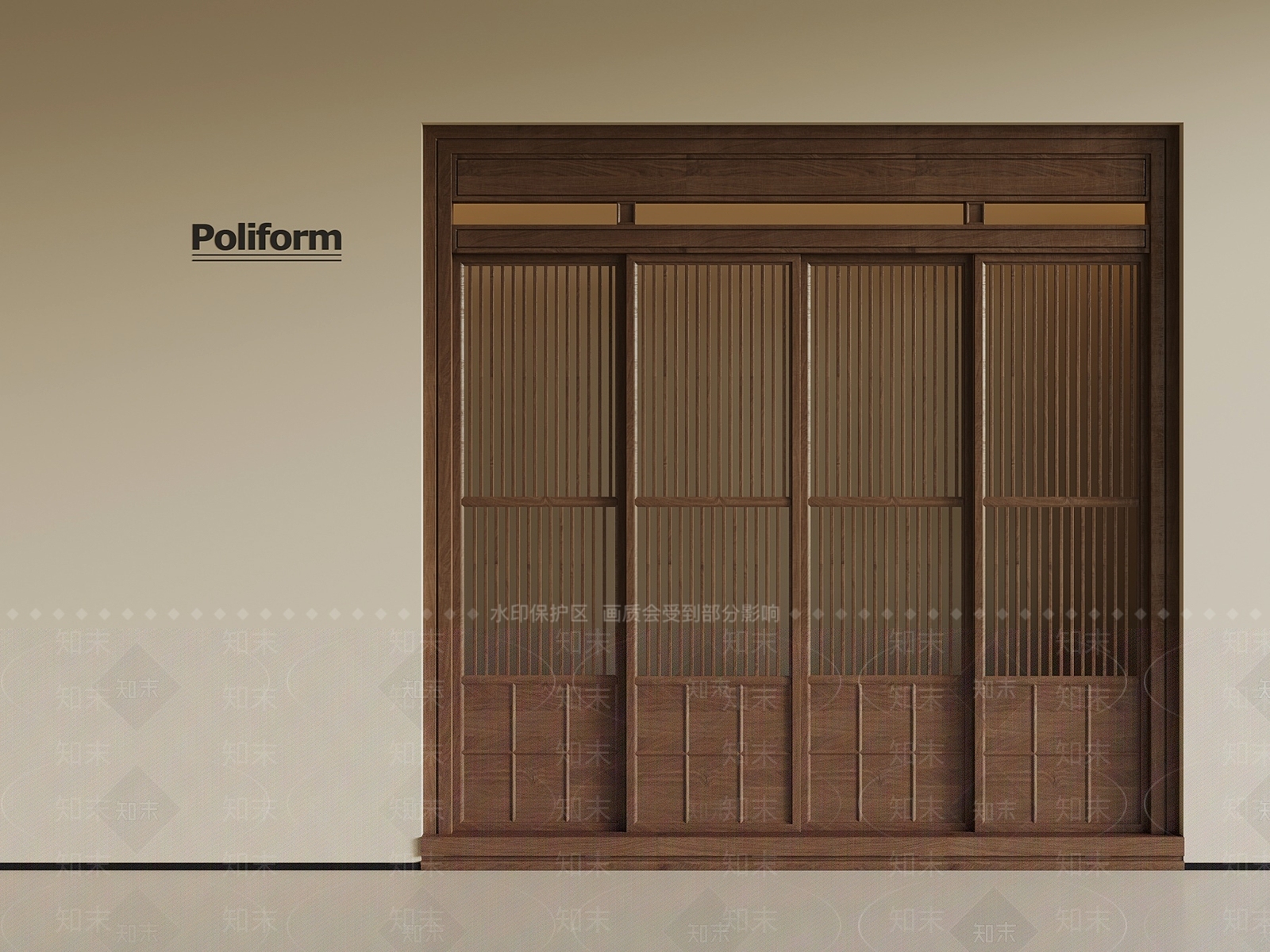 新中式推拉门SU模型下载【ID:1201754445】