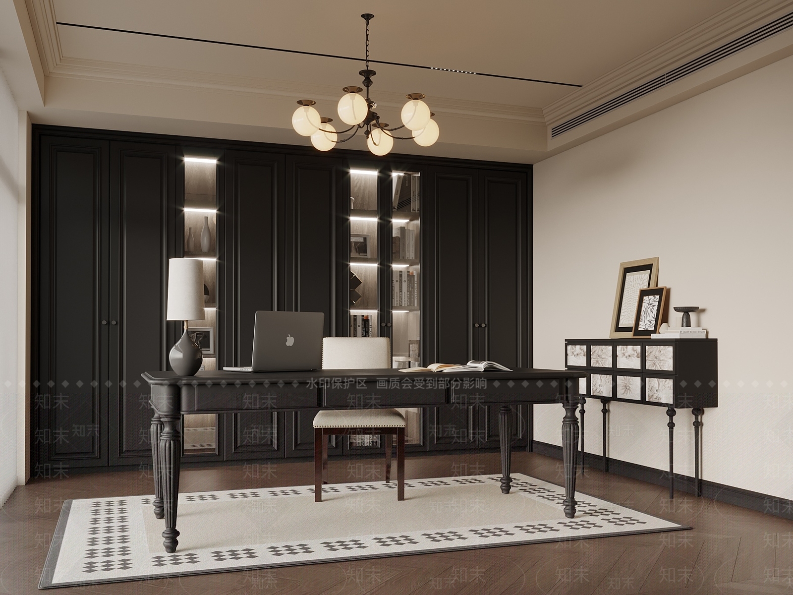 法式书房3D模型下载【ID:1201755014】