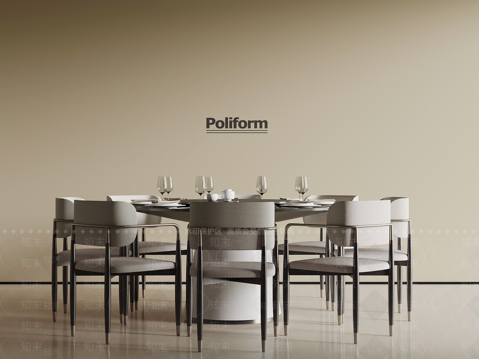 现代新中式餐桌椅SU模型下载【ID:1201756093】