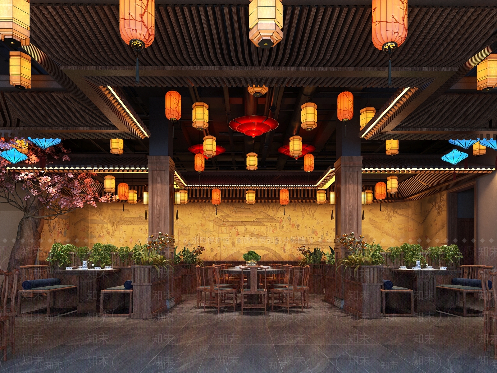 中式中餐厅3D模型下载【ID:1201756331】