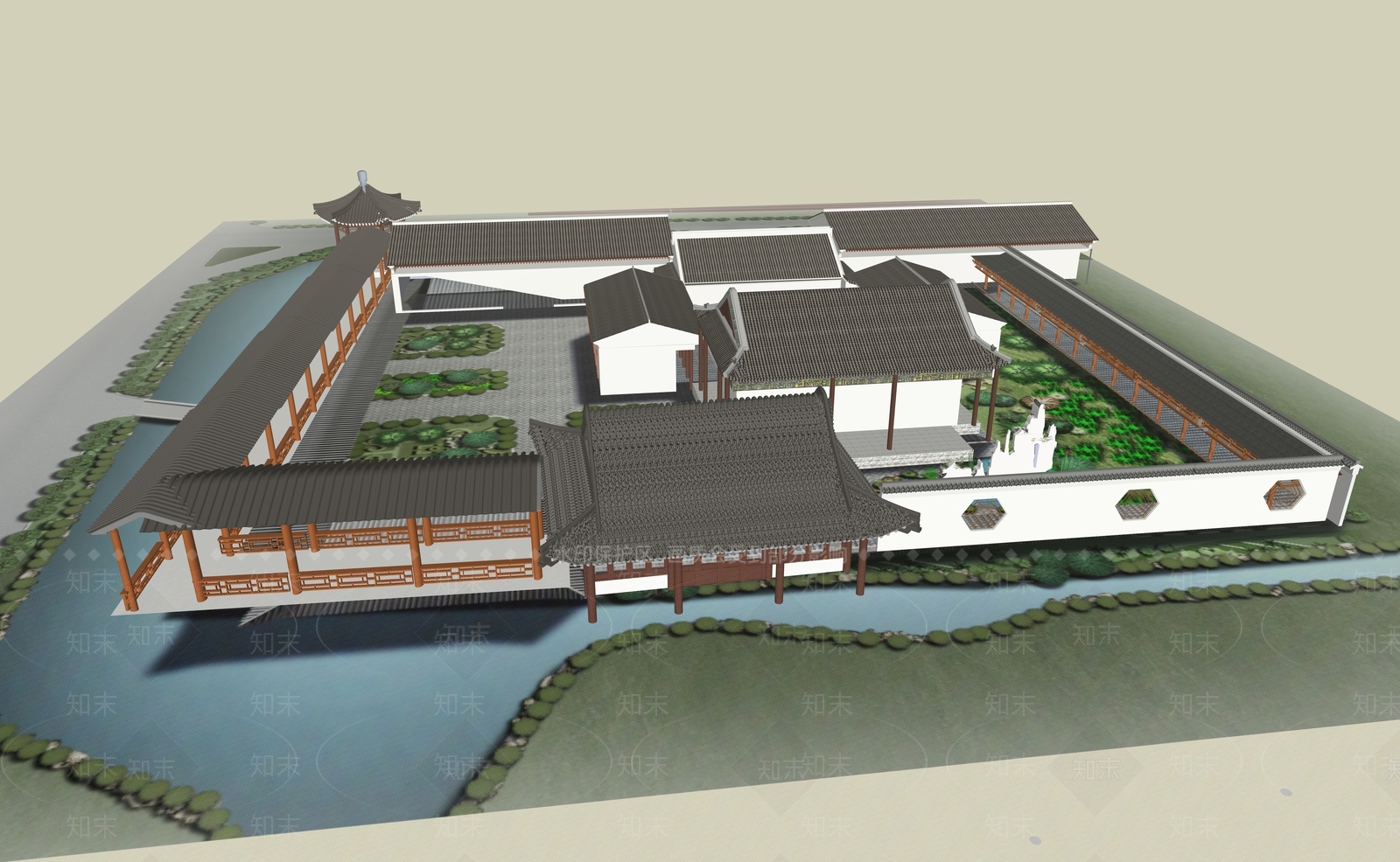 中式古建筑SU模型下载【ID:1201757428】