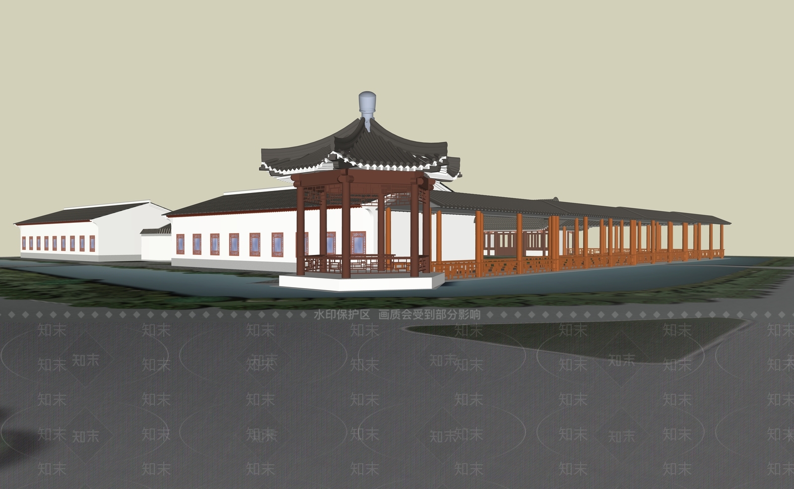 中式古建筑SU模型下载【ID:1201757428】
