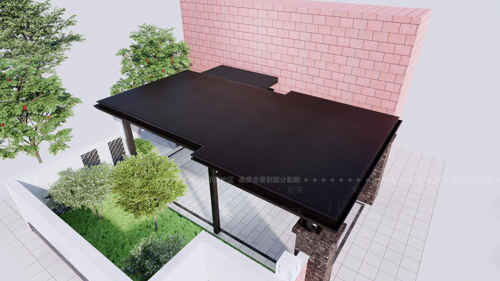 现代新中式廊架SU模型下载【ID:1201757786】