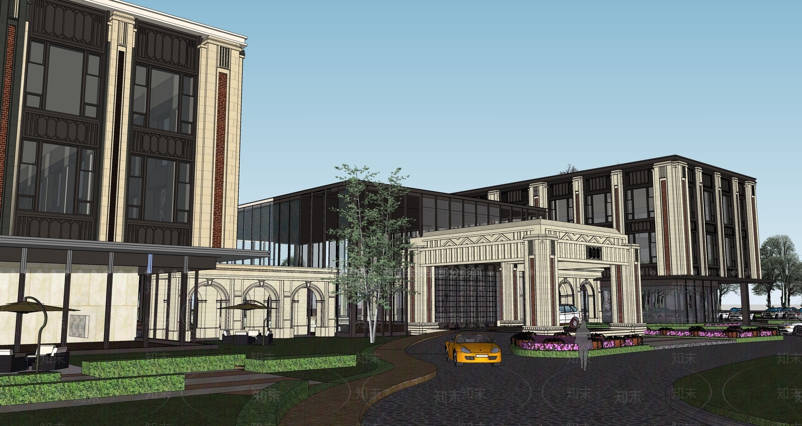 欧式售楼处建筑SU模型下载【ID:1201760596】