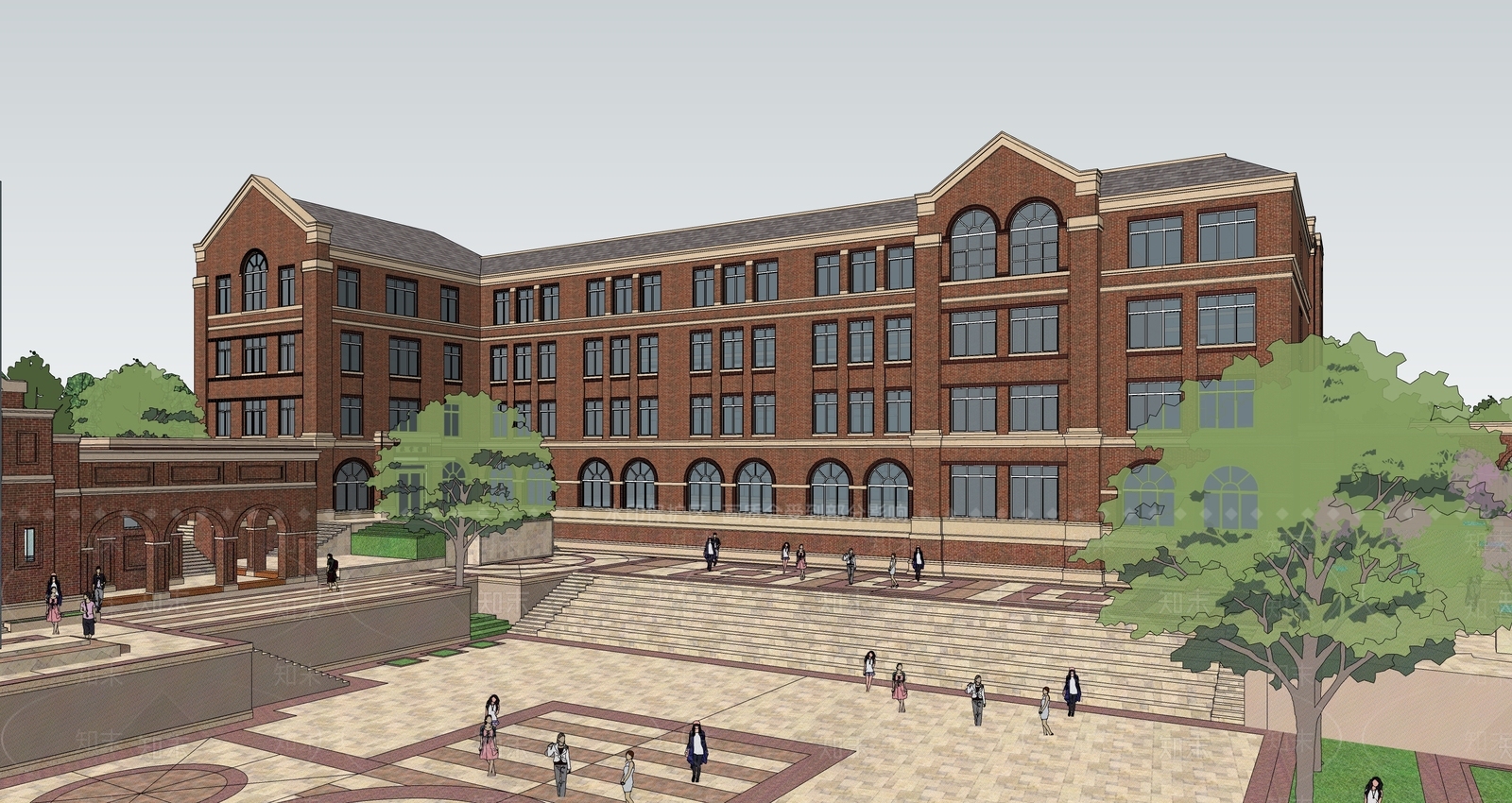 欧式大学教学楼SU模型下载【ID:1201761281】