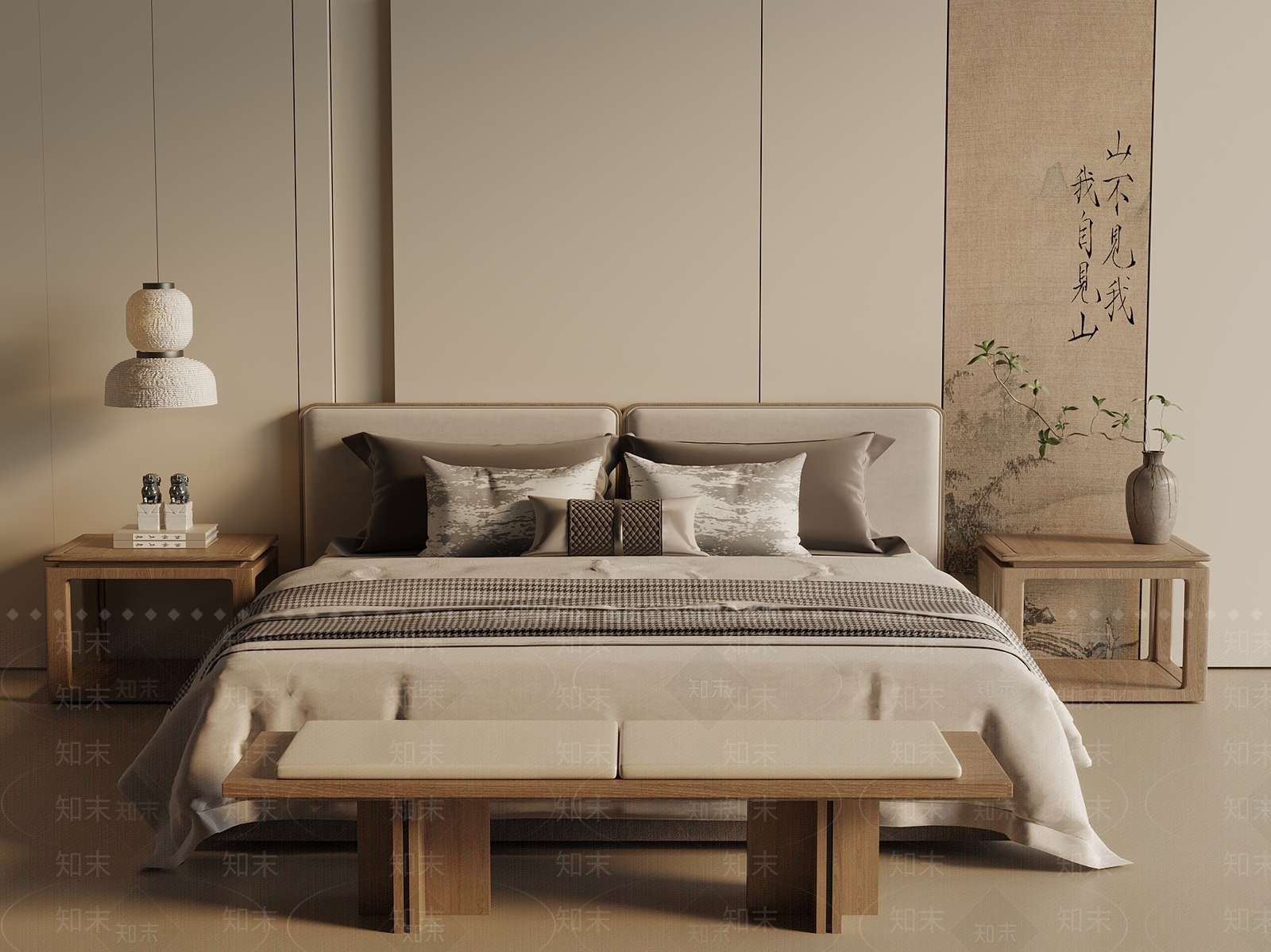 新中式中式双人床3D模型下载【ID:1201761980】
