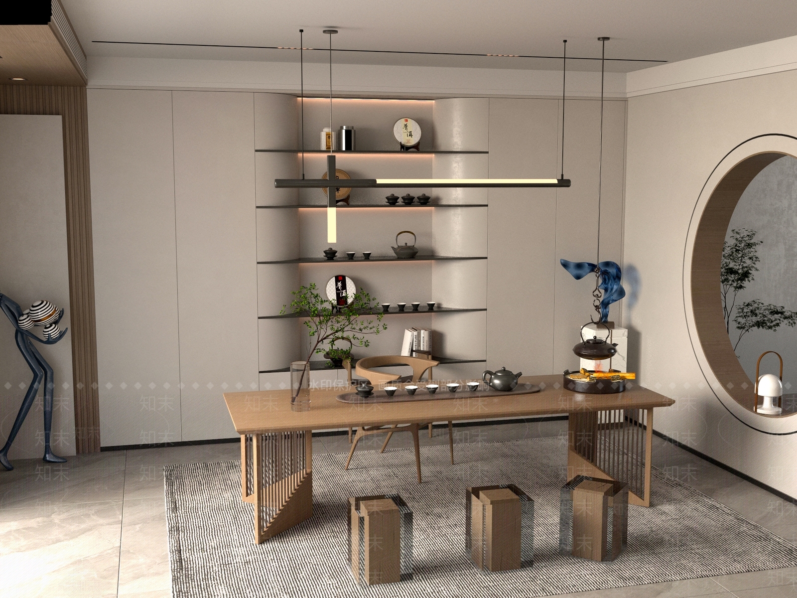 新中式中式茶桌椅3D模型下载【ID:1201762108】