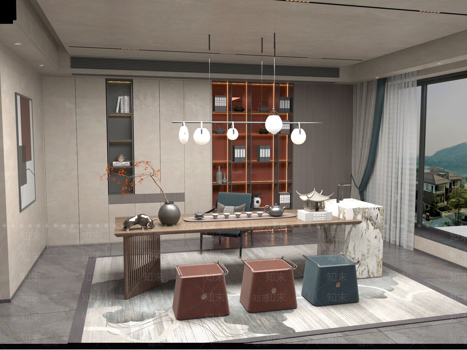 新中式中式茶桌椅3D模型下载【ID:1201762469】
