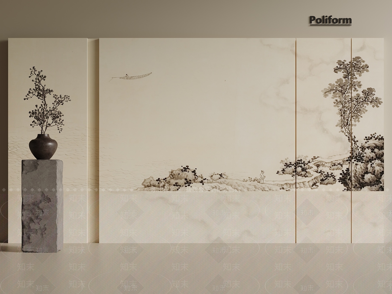 新中式中式背景墙SU模型下载【ID:1201763111】