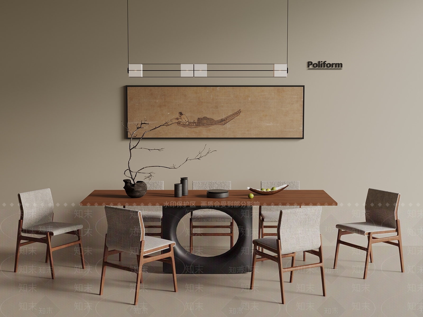 新中式中式餐桌椅SU模型下载【ID:1201763145】