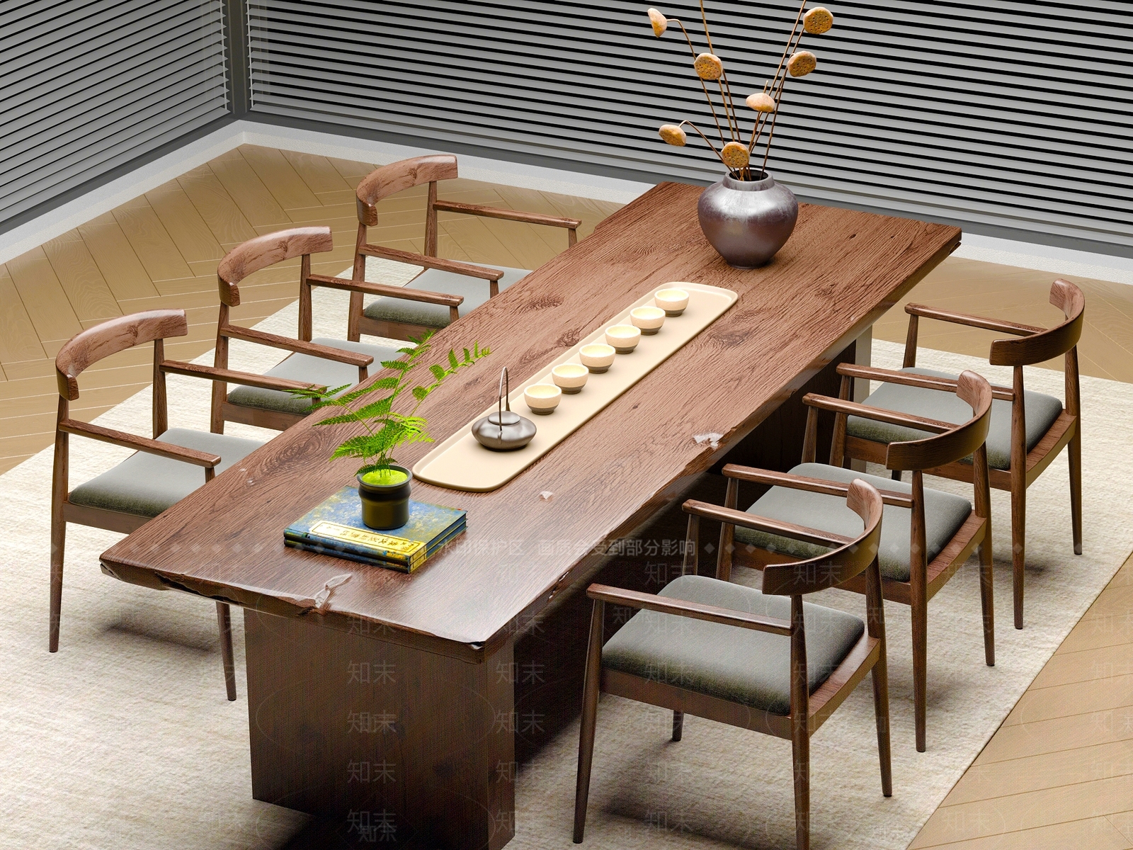 新中式中式茶桌椅3D模型下载【ID:1201765692】
