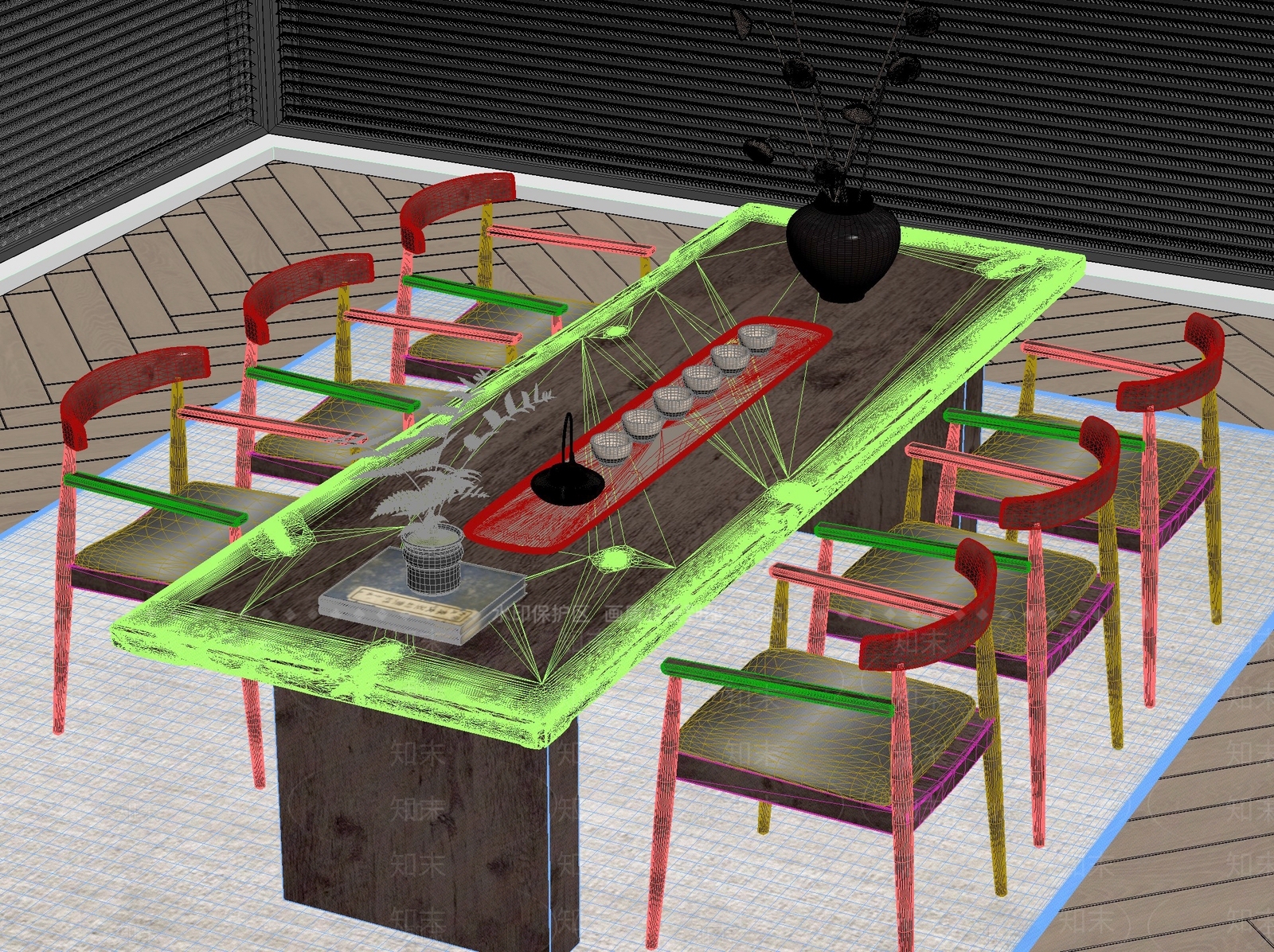 新中式中式茶桌椅3D模型下载【ID:1201765692】