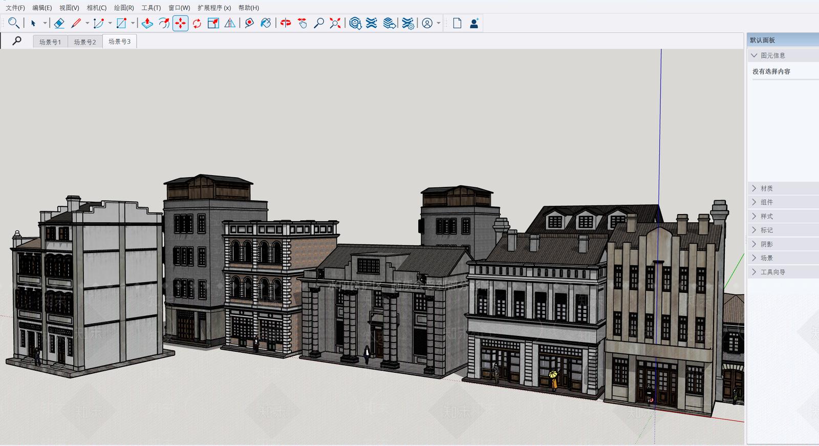 新中式欧式古建筑SU模型下载【ID:1201766092】