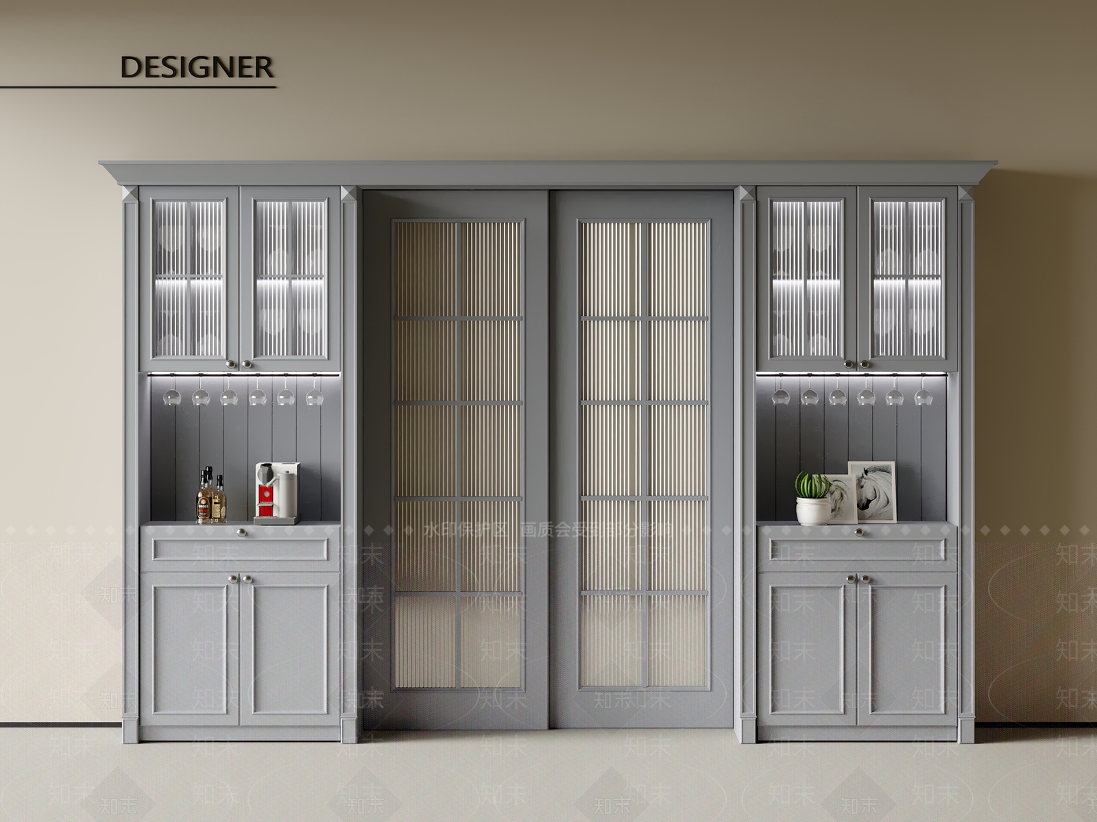 美式酒柜3D模型下载【ID:1201766095】