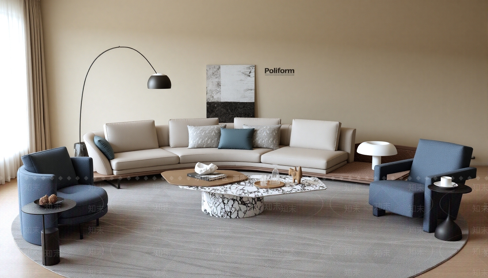 现代意式沙发组合3D模型下载【ID:1201767589】