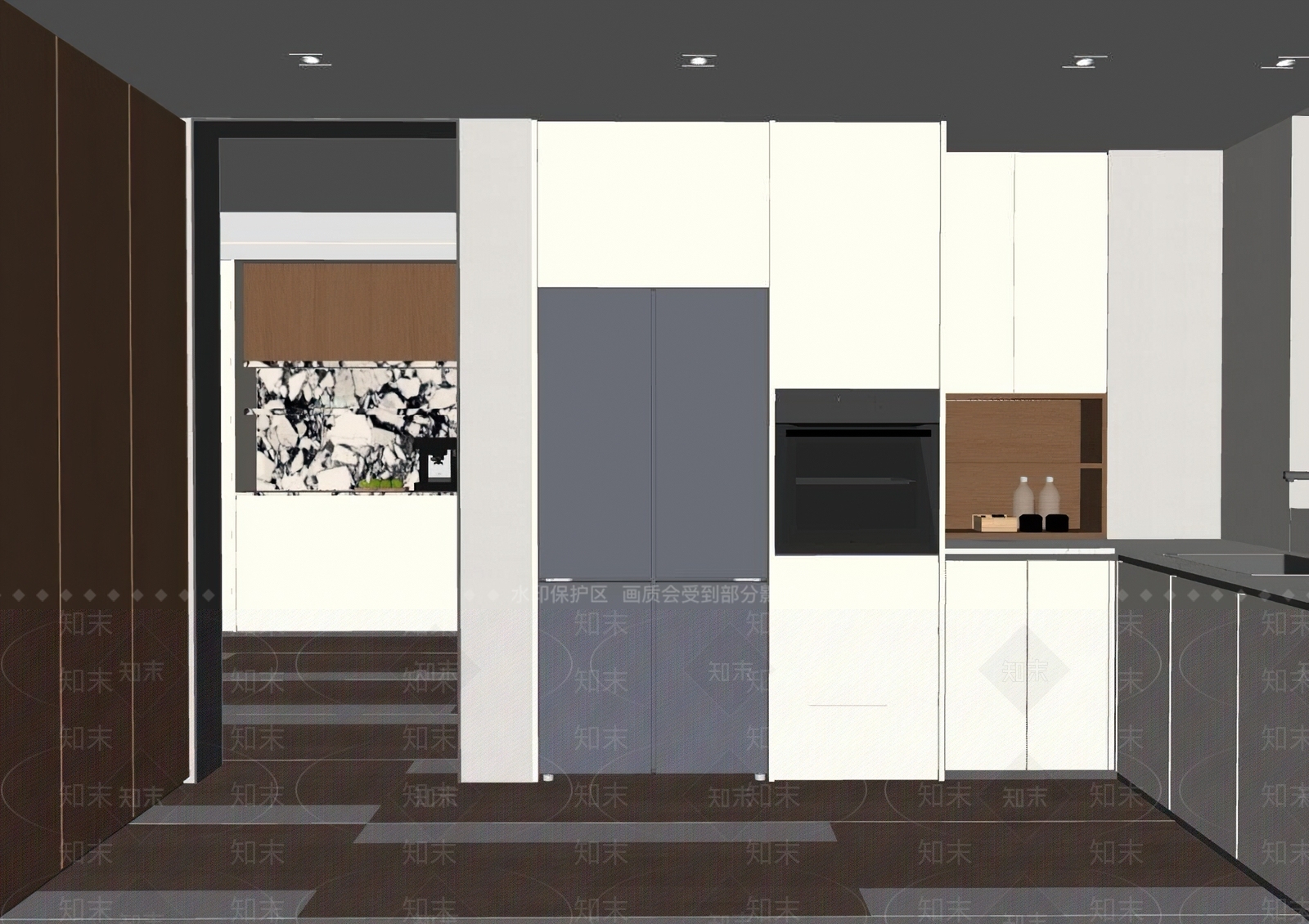 现代封闭式厨房SU模型下载【ID:1201770679】