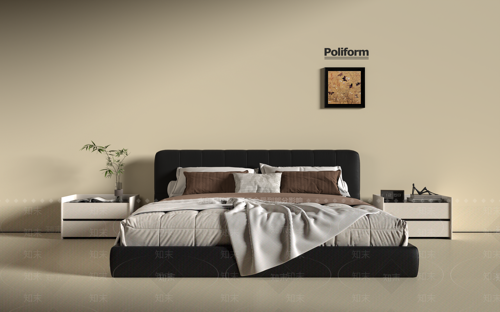 现代意式双人床SU模型下载【ID:1201770992】