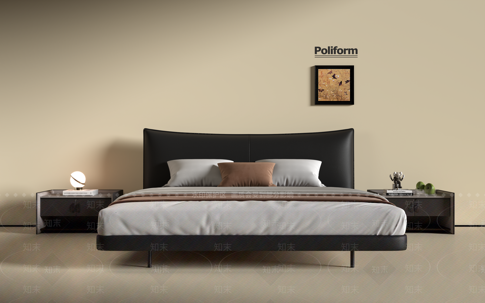 现代意式双人床3D模型下载【ID:1201771271】