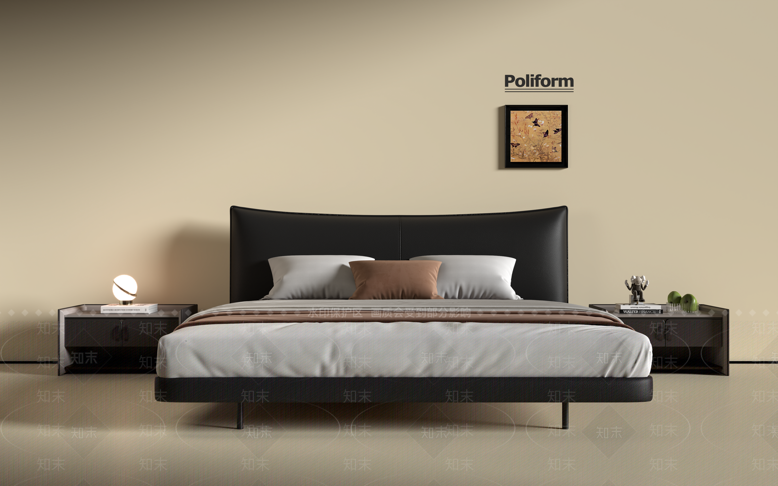 现代意式双人床SU模型下载【ID:1201771296】