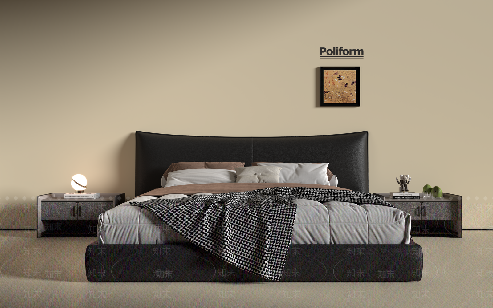 现代意式双人床SU模型下载【ID:1201771580】
