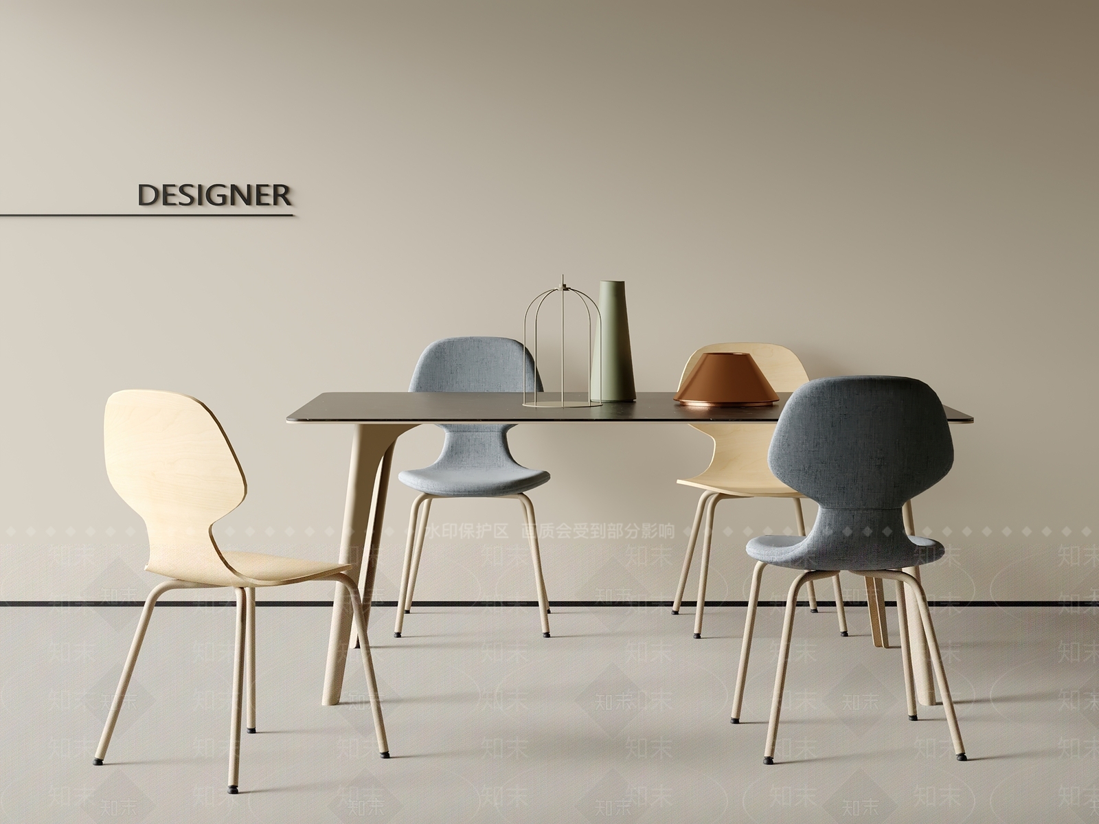 现代北欧餐桌椅3D模型下载【ID:1201771639】