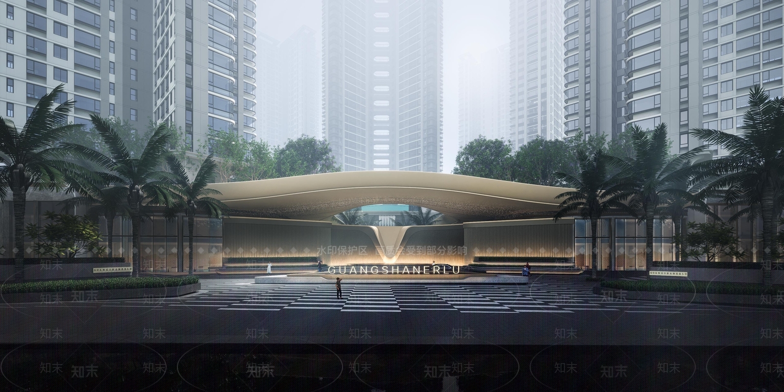 现代轻奢入口大门SU模型下载【ID:1201771994】