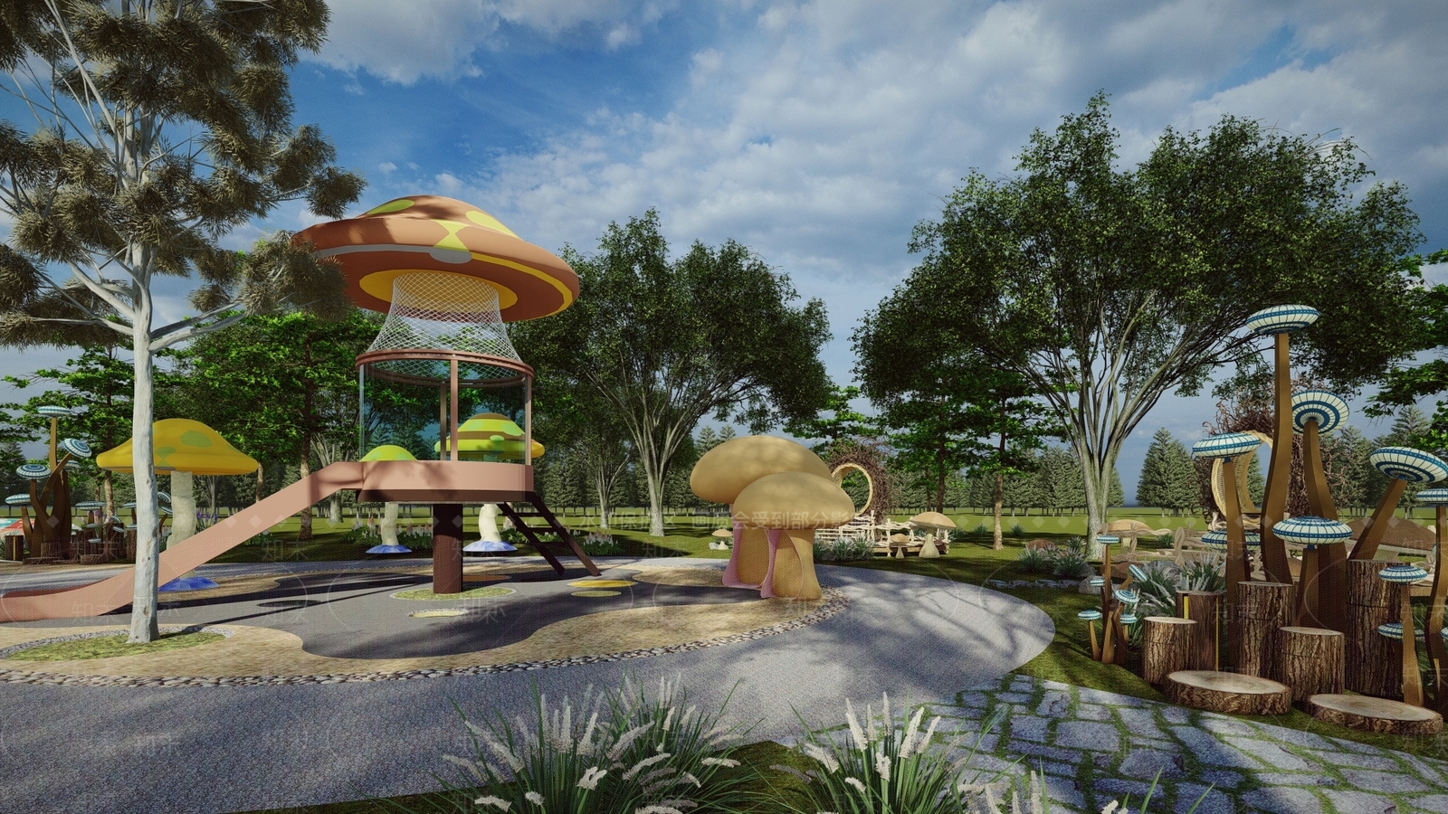 现代景观公园SU模型下载【ID:1201773054】
