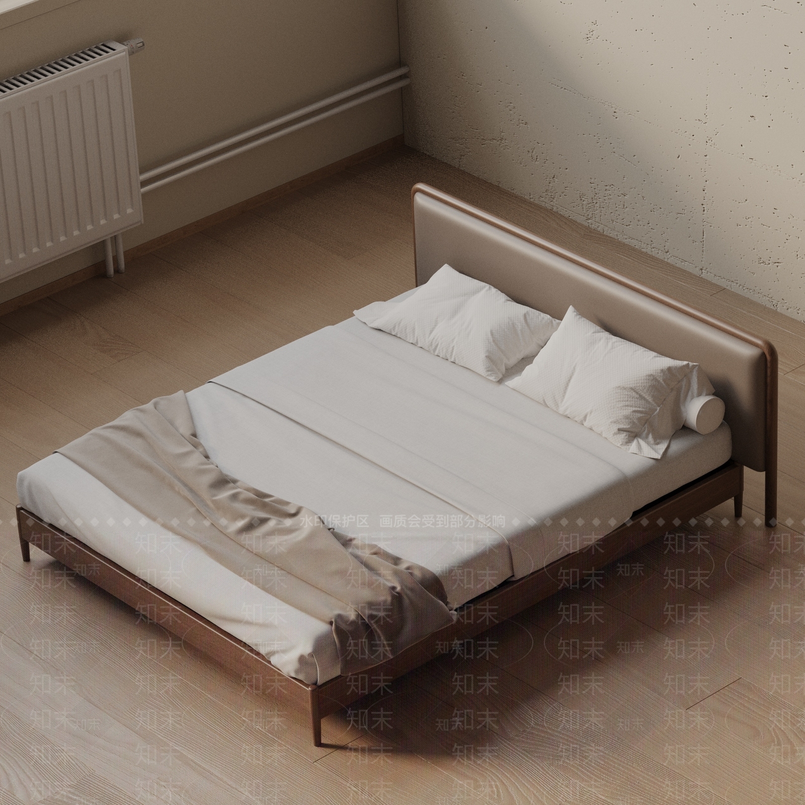 现代双人床3D模型下载【ID:1201773206】